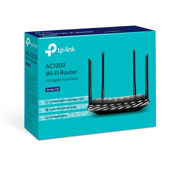 TP-Link Archer C6 AC1200 Dual-Band MU-MIMO Gigabit Wi-Fi Router (2.4GHz & 5GHz) TP-Link Archer C6 AC1200 Dual-Band MU-MIMO Gigabit Wi-Fi Router (2.4GHz & 5GHz)